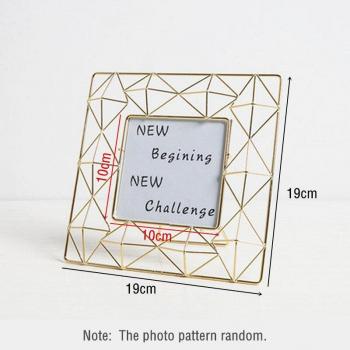 Nordic Geometric Metal Glass Photo Frame - 4/6 Inch Desktop Holder