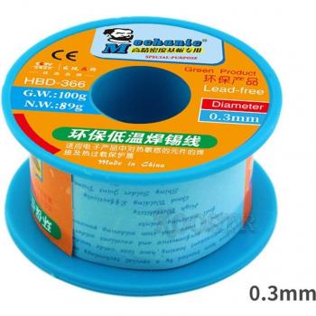 Lead-Free Solder Wire MECHANIC HBD-366, 100G, 0.3MM, SN42% BI58%