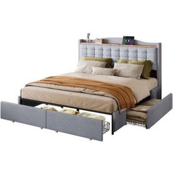 Letto Vellutato per Adulti 140x200cm con Testiera Altezza Regolabile