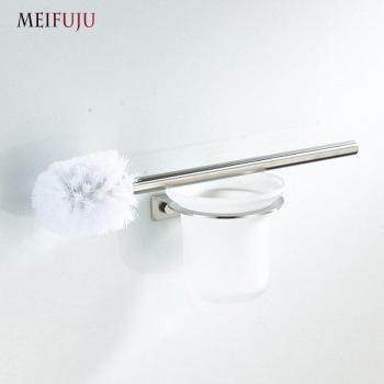 Soporte de cepillo de baño negro con acabado en níquel cepillado