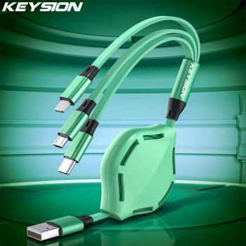 BLAUW TELESCOPISCHE USB-kabel 3-in-1 voor iPhone (Type‑C + Micro‑USB)