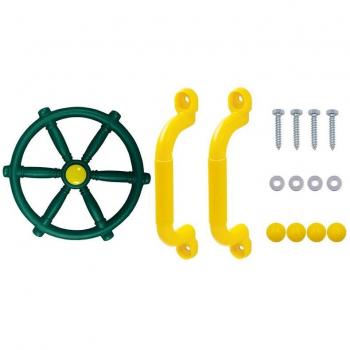 Children's Game Double Yellow Safety Handrail Handle with Plastic Steering Wheel