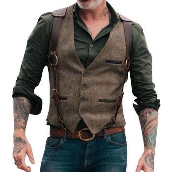 Chaleco V Neck Masculino Hunter Estilo Casual Gris Oscuro M