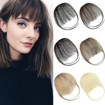 Clip de Flequillo de Cabello Natural Rubio Oscuro