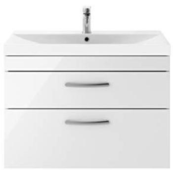 Nuie Athena Gloss White 800mm Two‑Drawer Wall‑Hung Vanity