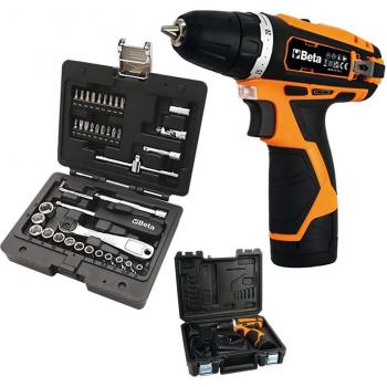 Trapano Avvitatore 12V Kit con Due Batterie e Chiavi a Bussola da 42 Pezzi