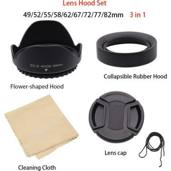 Kit de pare-soleil en caoutchouc pliable 49/52/55/58/62/67/72/77/82mm