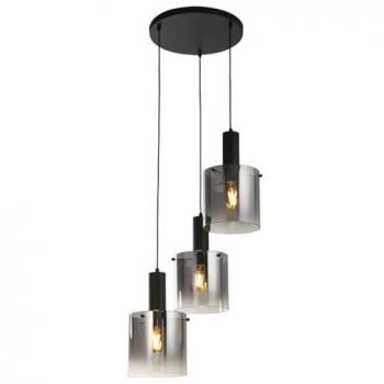 Searchlight Lighting Searchlight Sweden Smoked Glass 3 Light Cluster Ceiling Pendant In Matt Black Finish