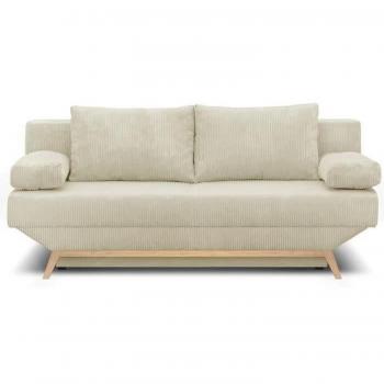 Banquette convertible 3 places - Coffre de rangement - Tissu velours côtelé beige - L 190 x H 92 x P 84 cm - Youdoit