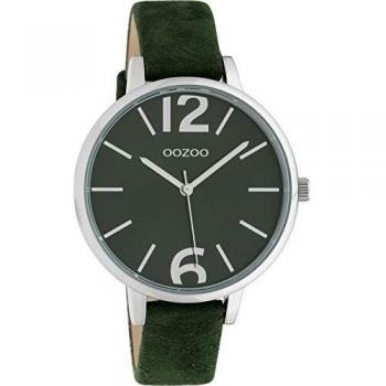 Oozoo Damenuhr Grün 38 mm mit Lederlinke