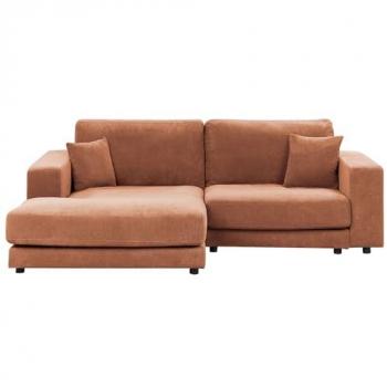 Light Red Minimalist Right Corner Sofa with Cushions, 3-Seater Fabric Upholstered Lofoten Style
