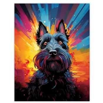 Orange & Purple Scottish Terrier Canvas