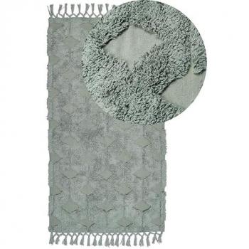 Boho-Grün-Teppich, geometrisches Muster, 80 × 150 cm – Beliani