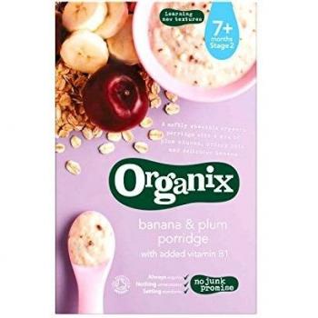 Organix Baby Food - Banana & Plum Porridge, 200g