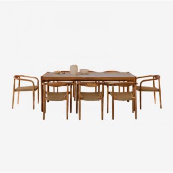 Set Pranzo Gamila Rettangolare con Sedie in Legno e Cemento