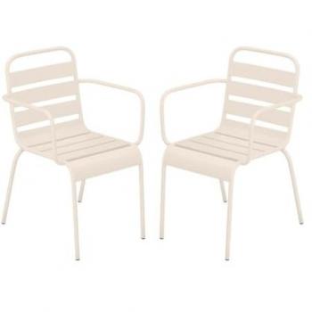 Poltrona da giardino in metallo beige - Set di 2 - Mirmande di Mylia