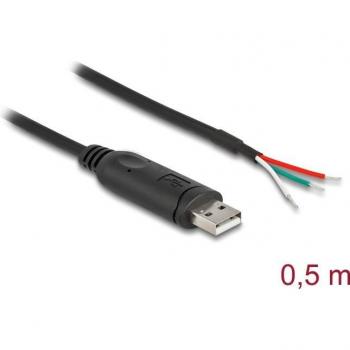 Delock Adapterkabel USB 2.0 Typ-A zu seriell RS-485 3 x offene Kabelenden (0,50 m)