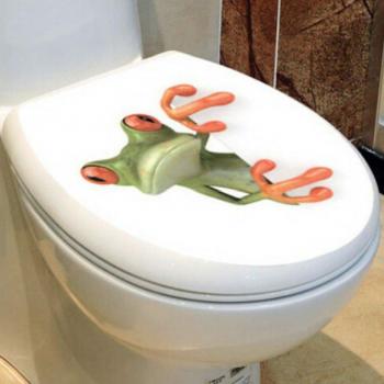 Crazy Green Frog Bathroom Decor Toilet Seat Lid Cover Sticker TY53