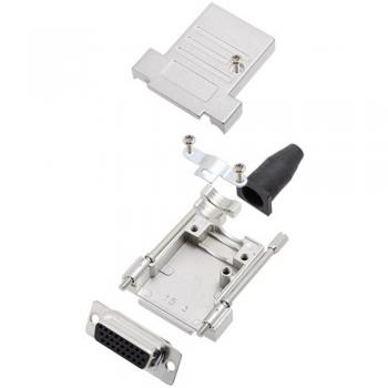 Amphenol 15-Pin Female D-Sub Connector Set with 180° Angle and Solder Bucket