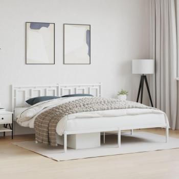 Estructura cama sin colchón con cabecero metal blanco 180x200cm vidaXL