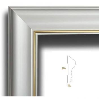 Cornice Bugna Preassemblata per Boiserie in polimeri linea gold (filo oro) bianco Avorio 9010 varie dimensioni-50X50cm
