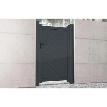 Ready-Made Pedestrian Gate 900x1600mm Black – Diagonal Solid Infill & Flat Top