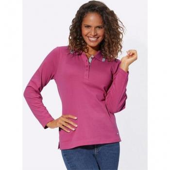 Fuchsia Poloshirt mit Langarm