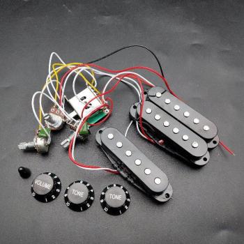 Kit de Conexiones Eléctricas para Guitarra con Cable Intermitente 5 Caminos, 2 Taps 1 Vía, SSS Pickup N/B