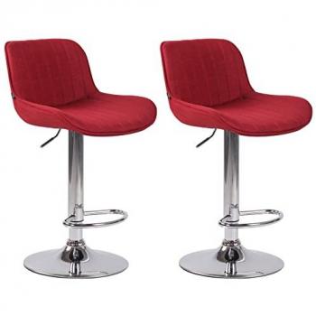 CLP Set de 2 Taburetes de bar lentini en tela roja cromada
