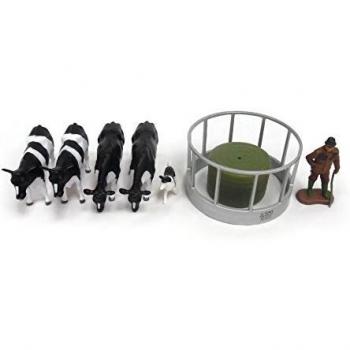 BRITAINS - Lot de 4 vaches avec 1 ratelier, personnage et chien - 1/32 - B