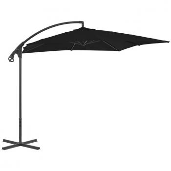Paraguas de jardín con poste de acero 250x250 cm negro