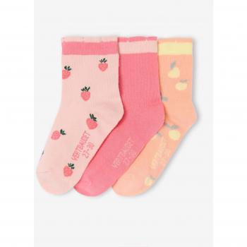 Ensemble de 3 paires de mi-chaussettes fruits roses pour fille