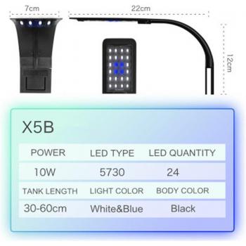 Waterproof Clip-on LED Plant Light for Fish Tank, 5W/10W/15W