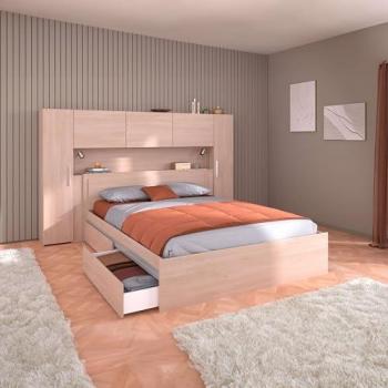 MIROYTENGO Pack Muebles de Dormitorio Matrimonio Estilo Industrial Moderno Baltic Color Roble Brooklyn
