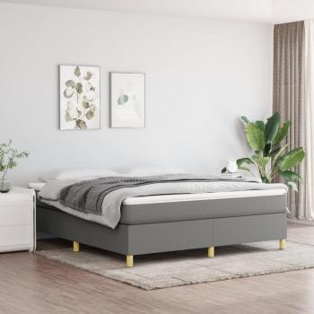 Cama box spring con colchón gris oscuro 180x200 cm
