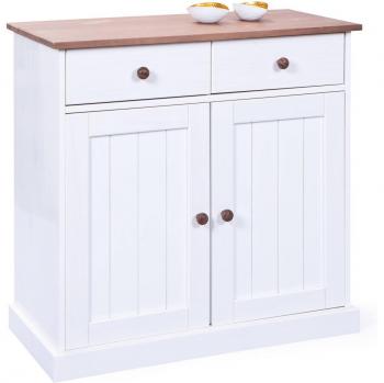 Credenza DKNAP 90x86x45 cm Bianco e Marrone