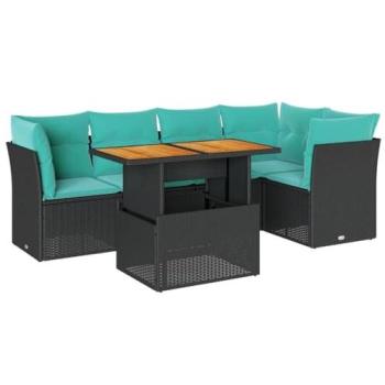 Suite Giardino Eleganza 6x Sofa con Cuscini Nero