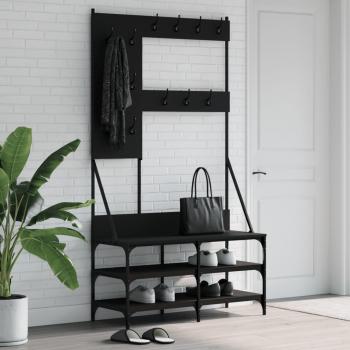 Perchero con Zapatero Negro 100x40x184 cm