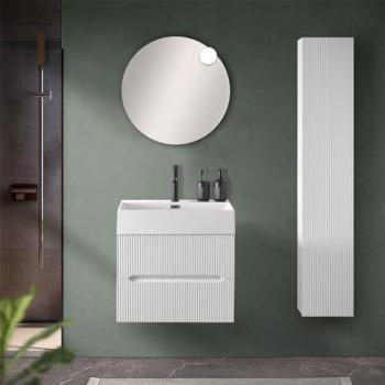 Mobile bagno sospeso cannettato 60 cm bianco opaco con specchio | Bali