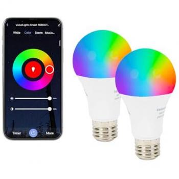2 Pack Smart LED Light Bulbs with App Voice Control Colour Changing E27