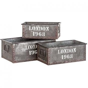 Caja de Almacenaje Lastdeco Ostrava de Hierro Gris 42x24x17cm