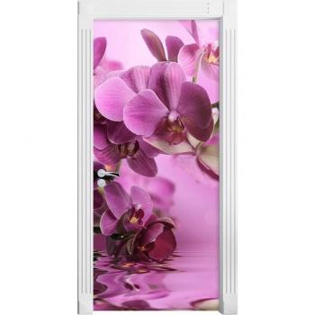Autocollant décoratif porte fleurs violettes en PVC