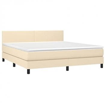 VIDAXL Giroletto a Molle con Materasso Crema 160x200 cm in Tessuto