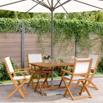 Set Jardín Madera Maciza 5P Blanco-Creama Vidaxl