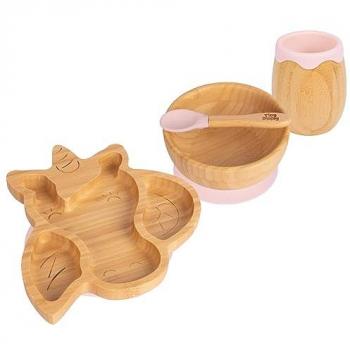4pc Bella the Unicorn Bamboo Weaning Set - Soft Pink