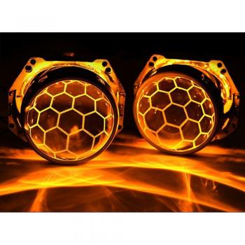 Proyector Coche Bi-Xenon 5 Lentes Hella Tipo DS D2 D3 D4 Estilo Honeycomb 3.0 Azul - LHD