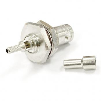RP-BNC Female Jack Nut RF Coaxial Connector for RG316 RG174 LMR100 Cables - Nickel Plated Crimp Type