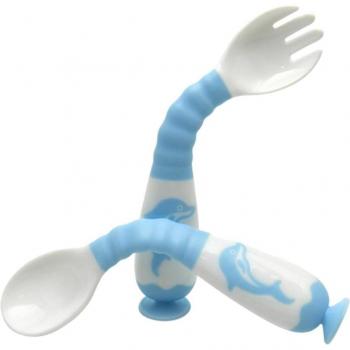 Ergonomisches Baby Besteck mit Saugnapf für Jungen und Mädchen