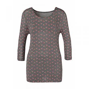 3/4-Arm-Shirt LASCANA mit kleinem Cut-Out am Ärmelsaum Gr. 48/50, grau (dunkelgrau)