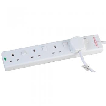 ProElec 4‑Gang White Surge‑Shielded Extension Lead (3 m)